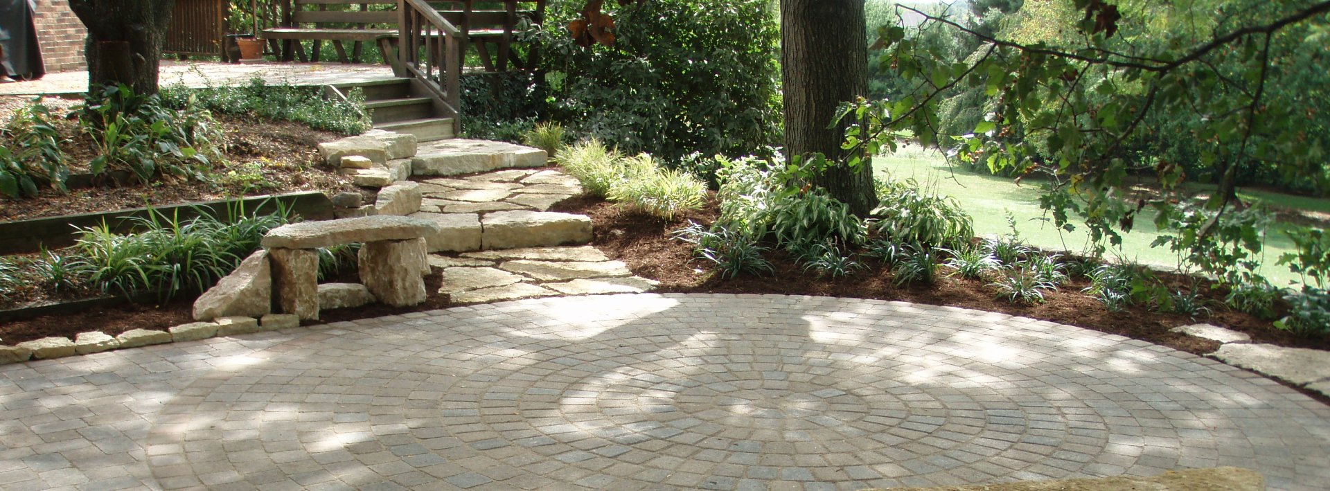 Paver deck and woods